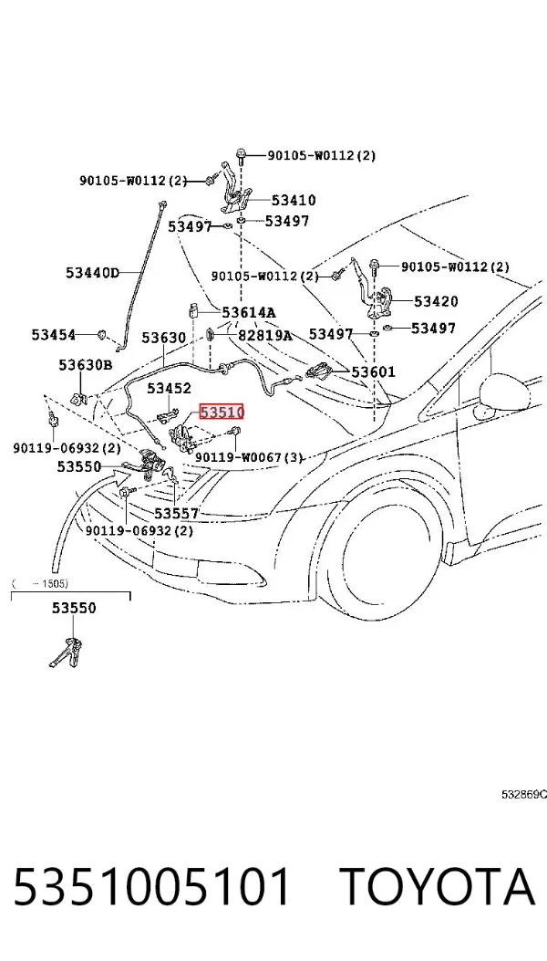 Fecho da capota 5351005101 Toyota