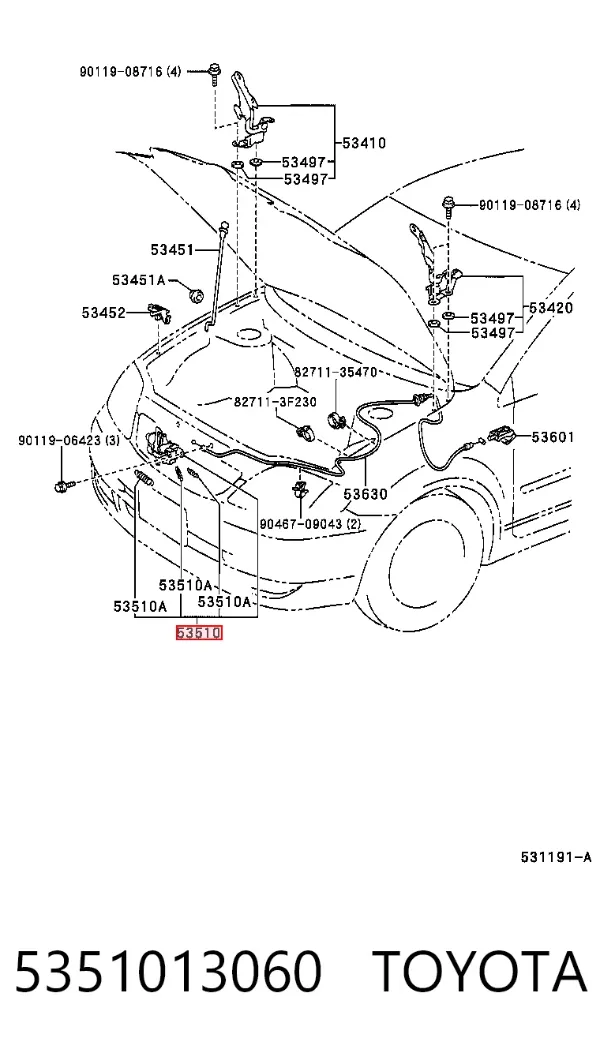 Fecho da capota 5351013060 Toyota