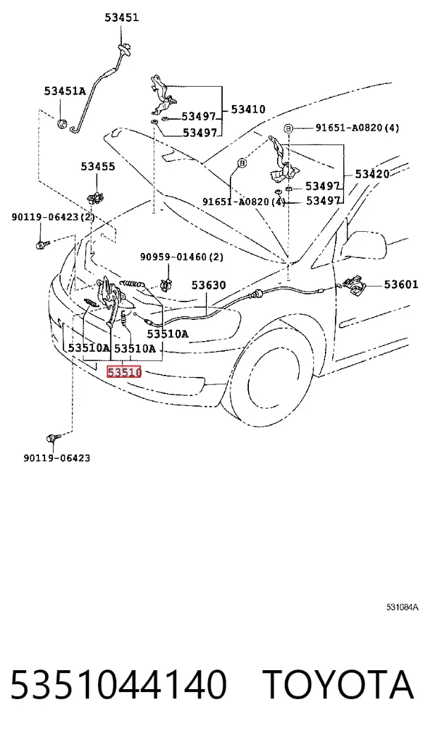 Fecho da capota 5351044140 Toyota