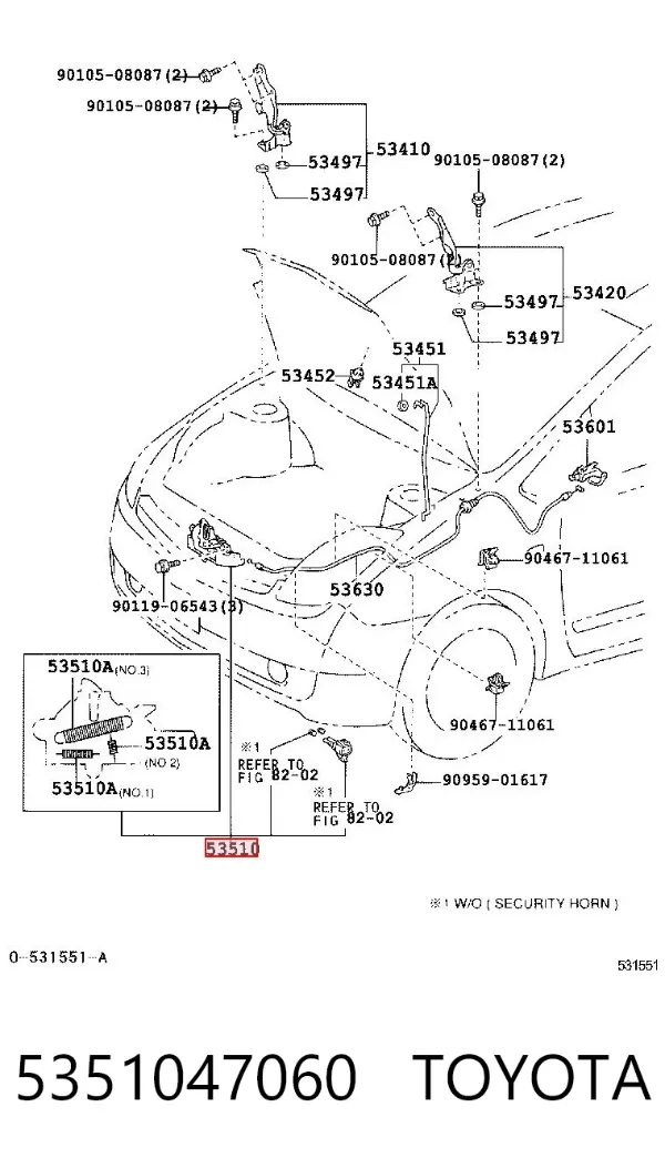 Fecho da capota 5351047060 Toyota