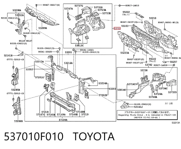 Arco do pára-lama dianteiro direito 537010F010 Toyota