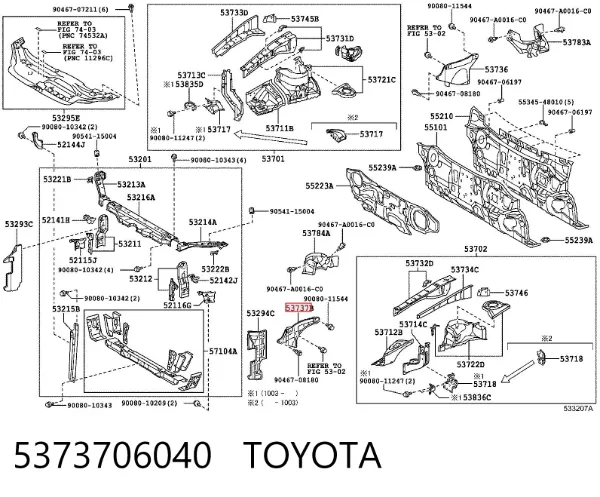 Escudo protetor contra o barro de arco dianteiro do pára-lama 5373706040 Toyota
