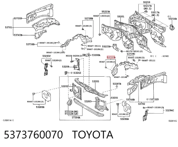 Compactador do pára-lama 5373760070 Toyota