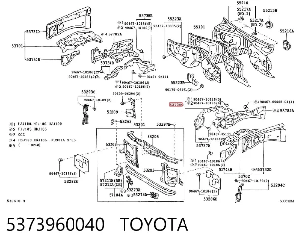 Compactador do pára-lama 5373960040 Toyota
