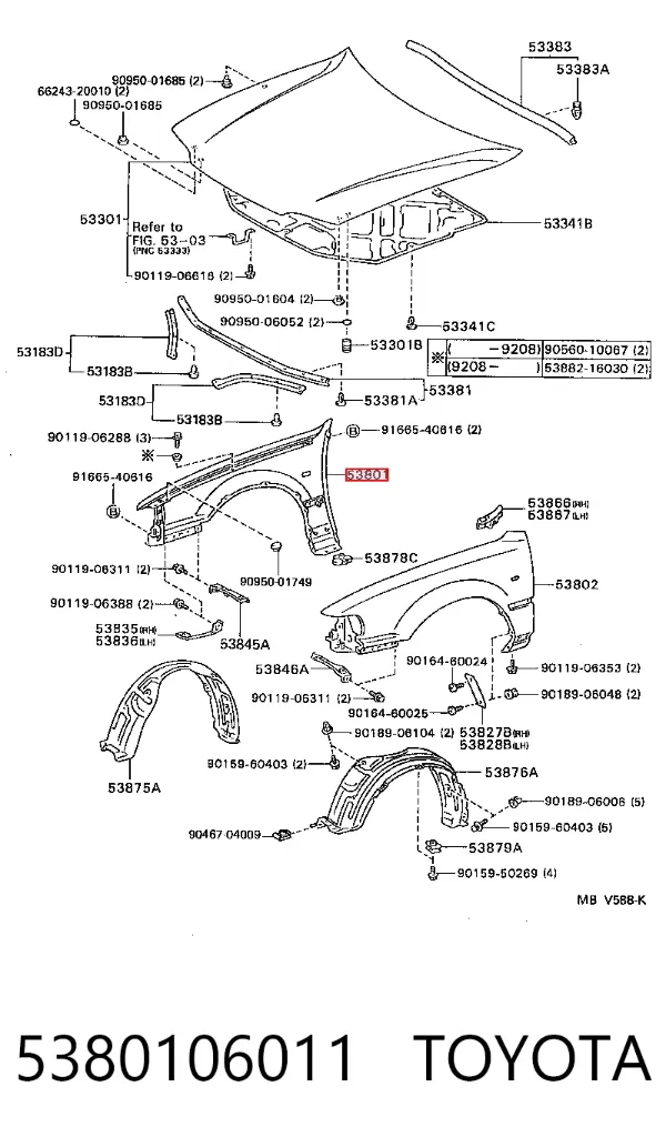 Pára-lama dianteiro direito Toyota Camry III