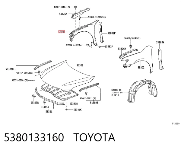 Pára-lama dianteiro direito 5380133160 Toyota