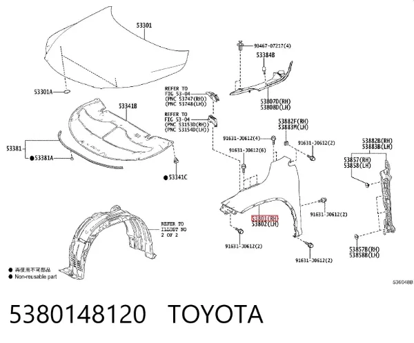 Pára-lama dianteiro direito Lexus RX 450H/350L/200T