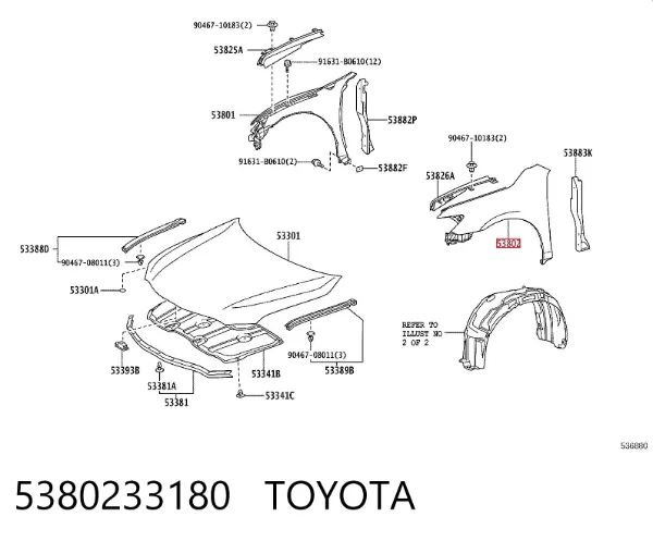 Pára-lama dianteiro esquerdo 5380233180 Toyota