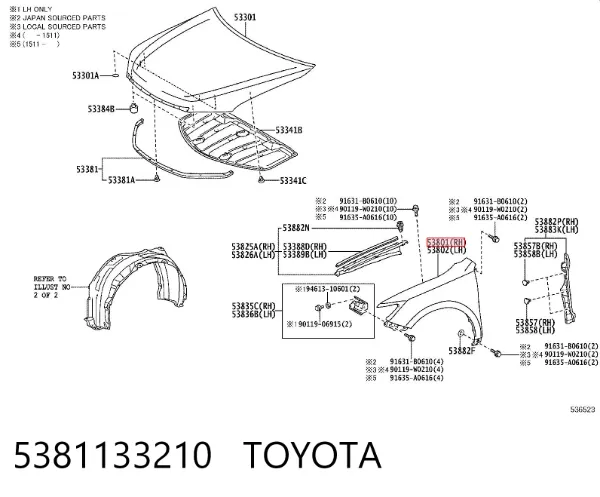 Pára-lama dianteiro direito 5381133210 Toyota