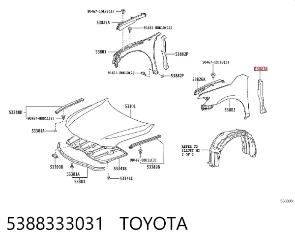 Compactador do pára-lama 5388333031 Toyota
