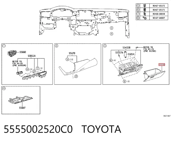 Tampa da caixa para luvas (porta-luvas) Toyota Corolla E21