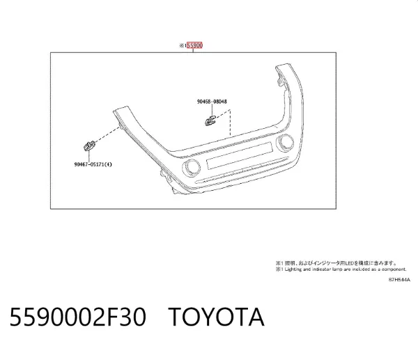 Unidade de controlo dos modos de aquecimento/condicionamento 5590002F30 Toyota