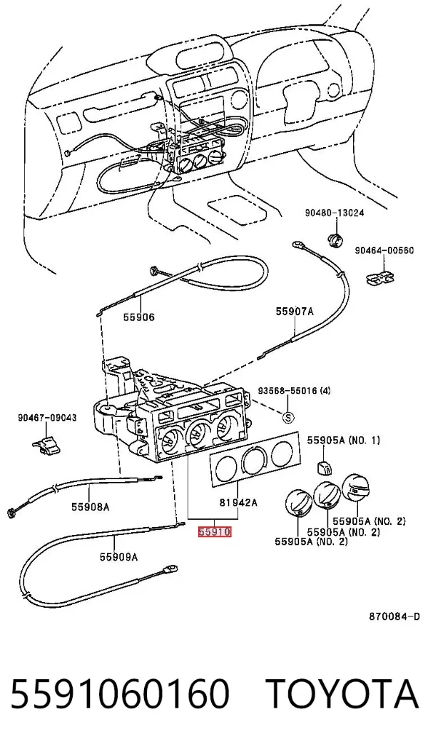 Unidade de controlo dos modos de aquecimento/condicionamento 5591060160 Toyota