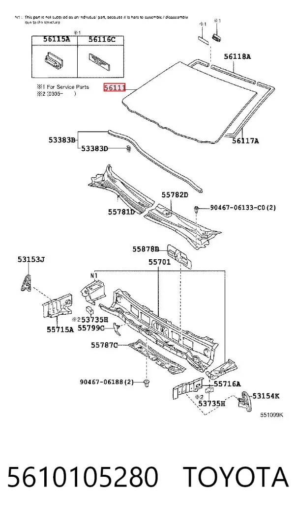 Pára-brisas 5610105280 Toyota