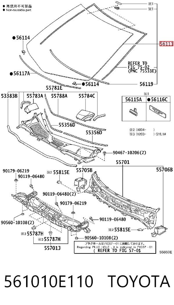Pára-brisas 561010E110 Toyota