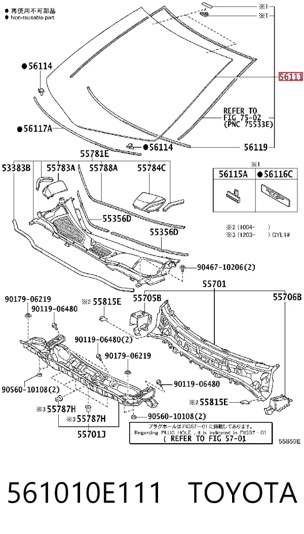 Pára-brisas 561010E111 Toyota