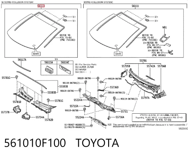 Pára-brisas 561010F100 Toyota