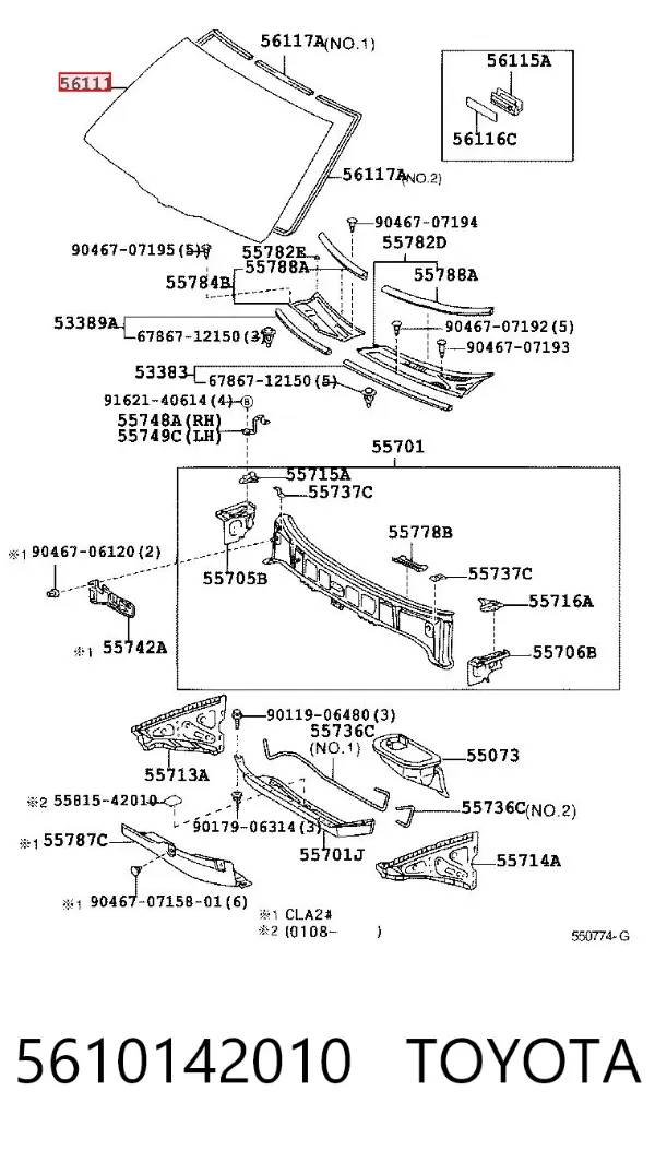 Pára-brisas 5610142010 Toyota