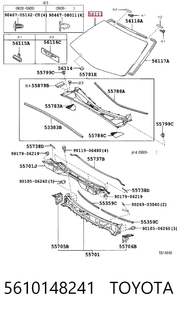 Pára-brisas 5610148241 Toyota