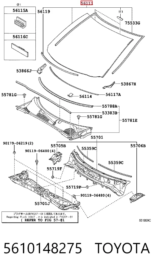 Pára-brisas 5610148275 Toyota