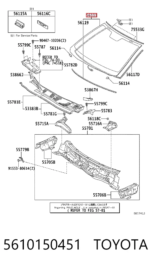 Pára-brisas 5610150451 Toyota