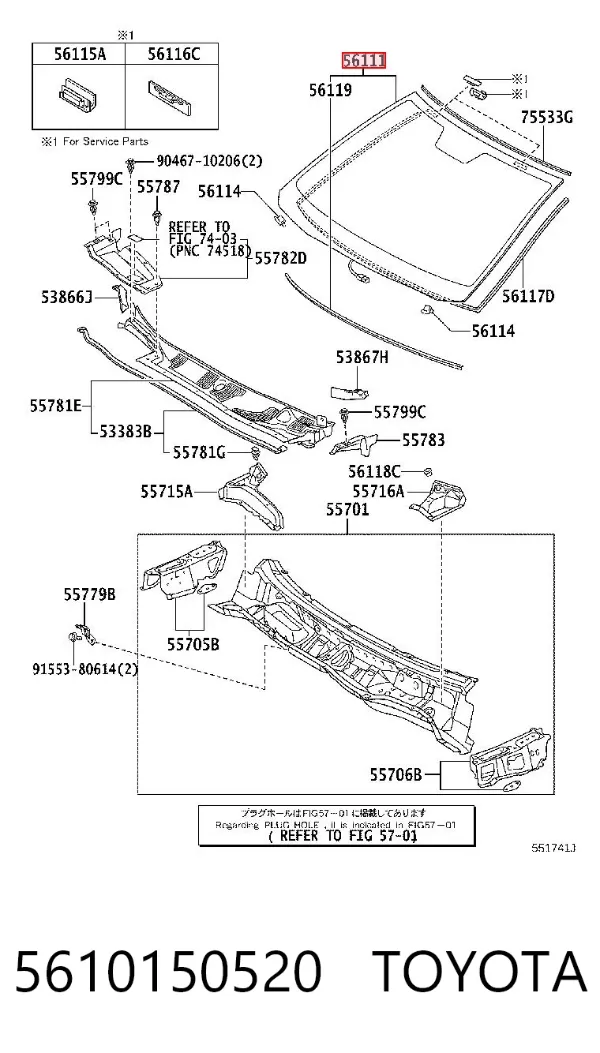 Pára-brisas 5610150520 Toyota