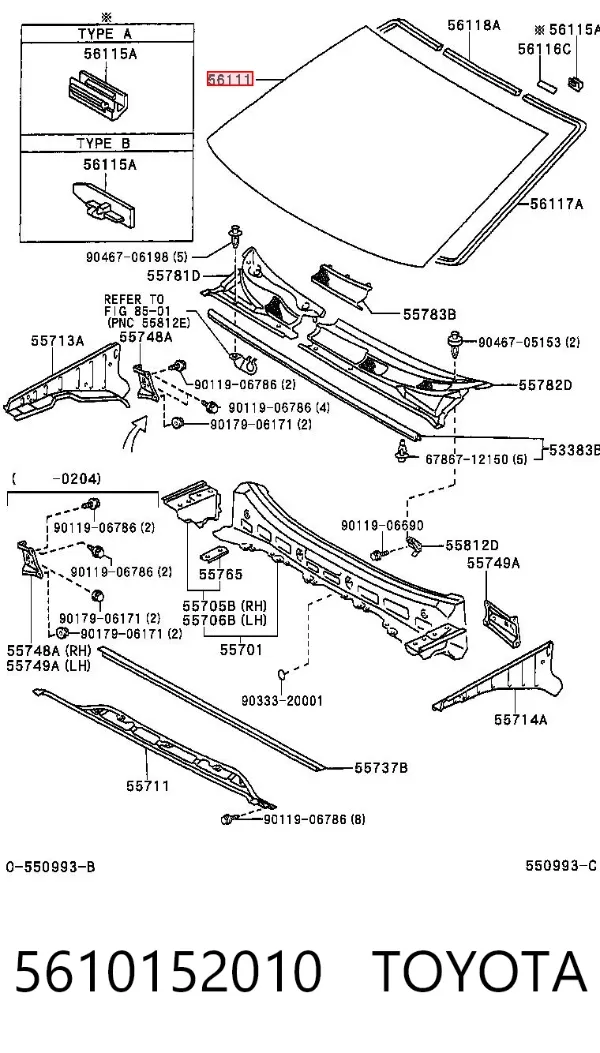 Pára-brisas 5610152010 Toyota