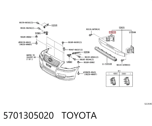 Consola de reforçador do pára-choque dianteiro 5701305020 Toyota