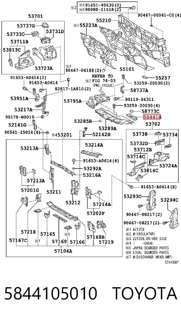 Fixação (suporte) de bateria recarregável 5844105010 Toyota