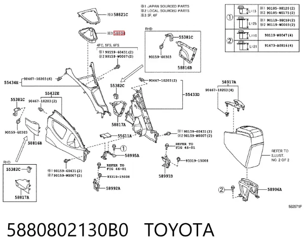 Capa para a avalanca de mudança 5880802130B0 Toyota