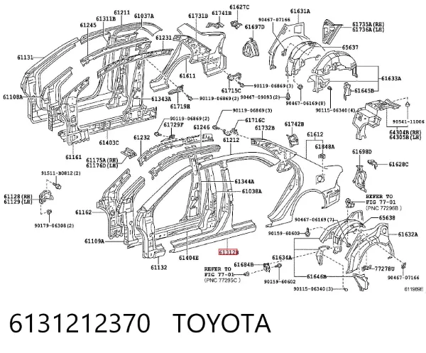 Acesso externo esquerdo 6131212370 Toyota