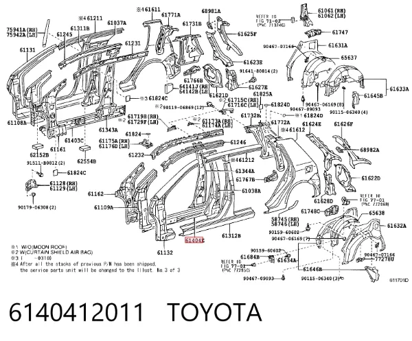 Acesso externo esquerdo 6140412011 Toyota