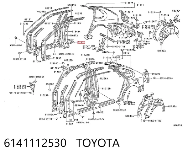 Acesso externo direito 6141112530 Toyota