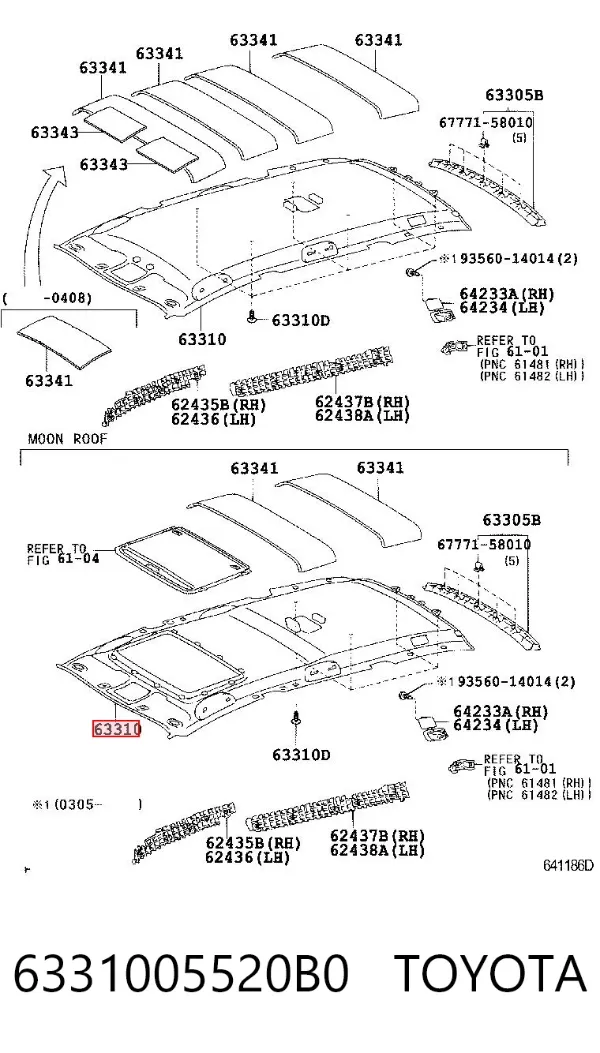 Revestimento do teto Toyota Avensis II