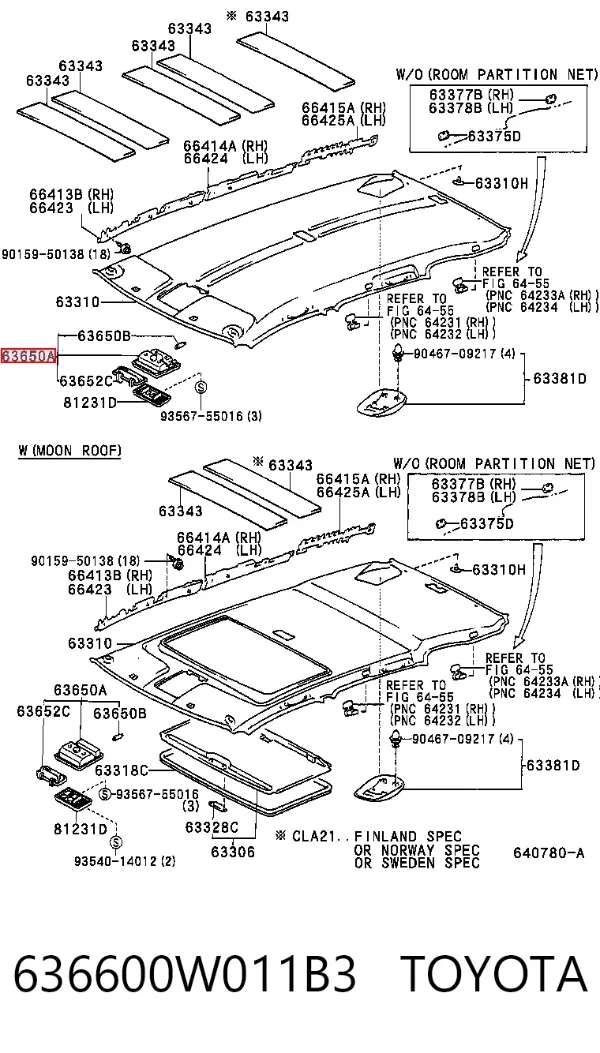 Estojo para os óculos 636600W011B3 Toyota