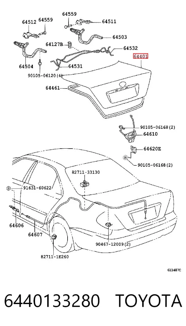 Tampa de porta-malas Toyota Camry V