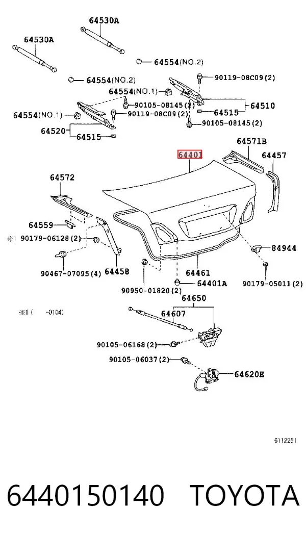 Tampa de porta-malas 6440150140 Toyota