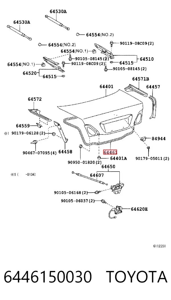 Compactador de tampa de porta-malas 6446150030 Toyota