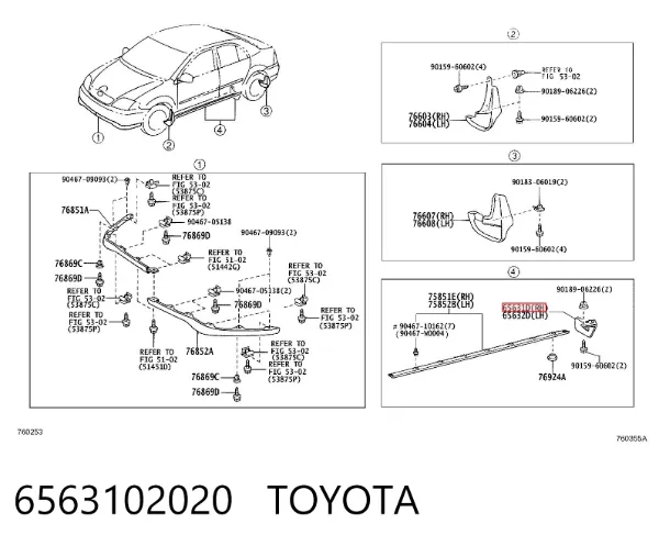 Protetor de lama traseiro direito 6563102020 Toyota
