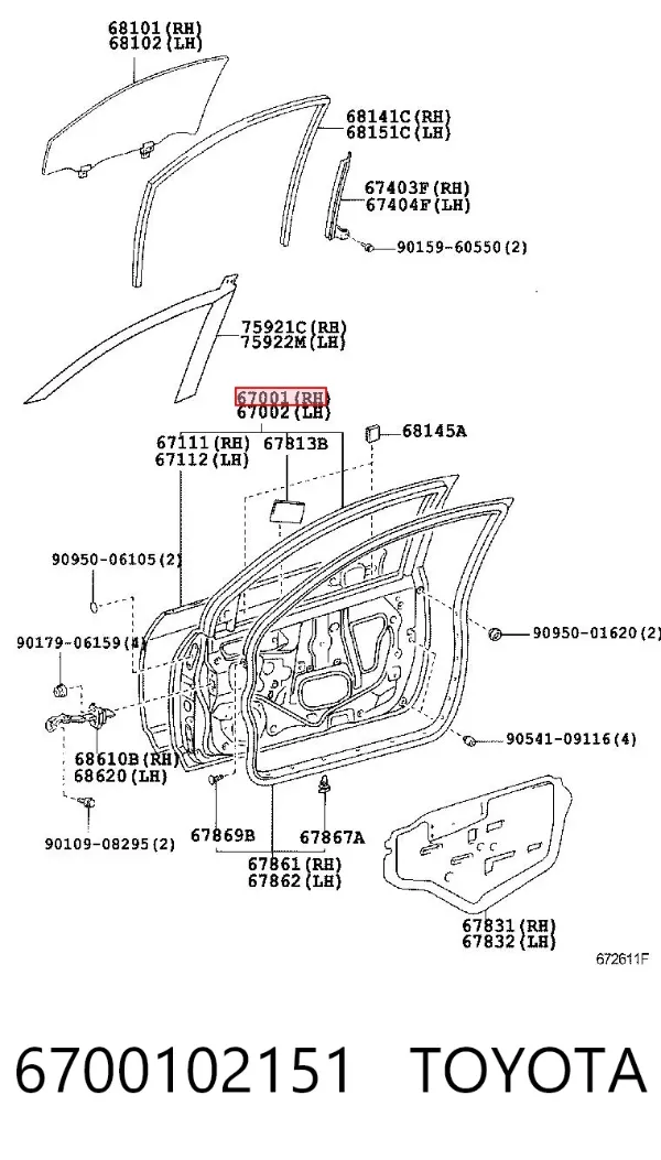 Porta dianteira direita 6700102151 Toyota