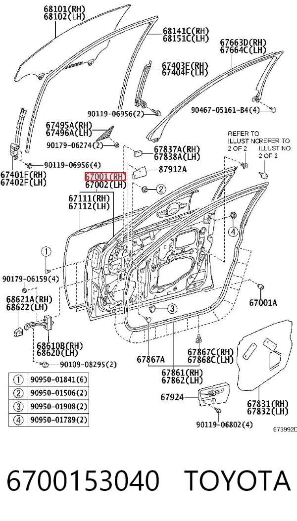 Porta dianteira direita 6700153040 Toyota