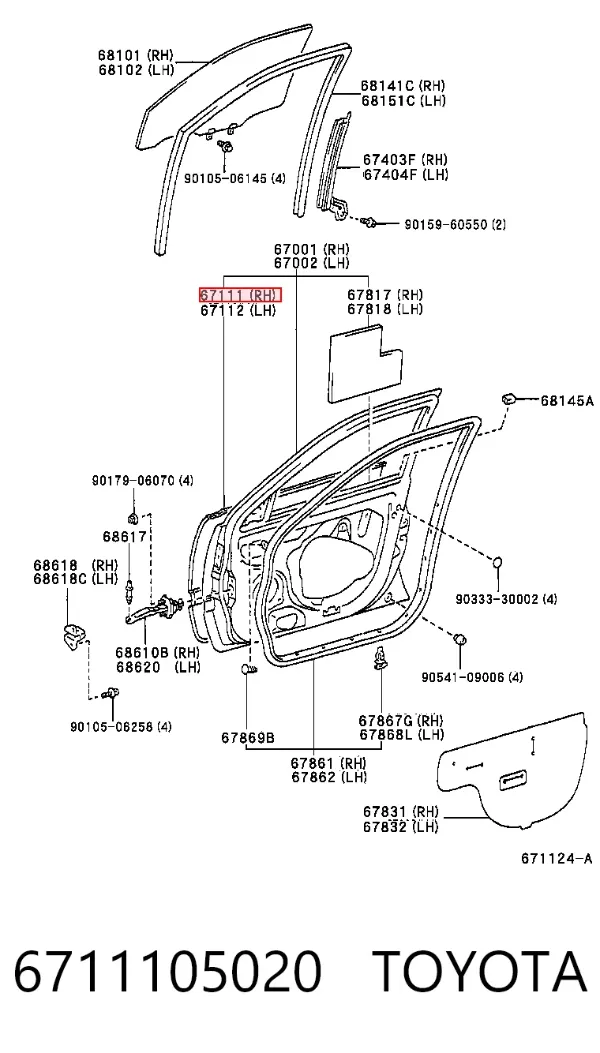 Porta dianteira direita 6711105020 Toyota