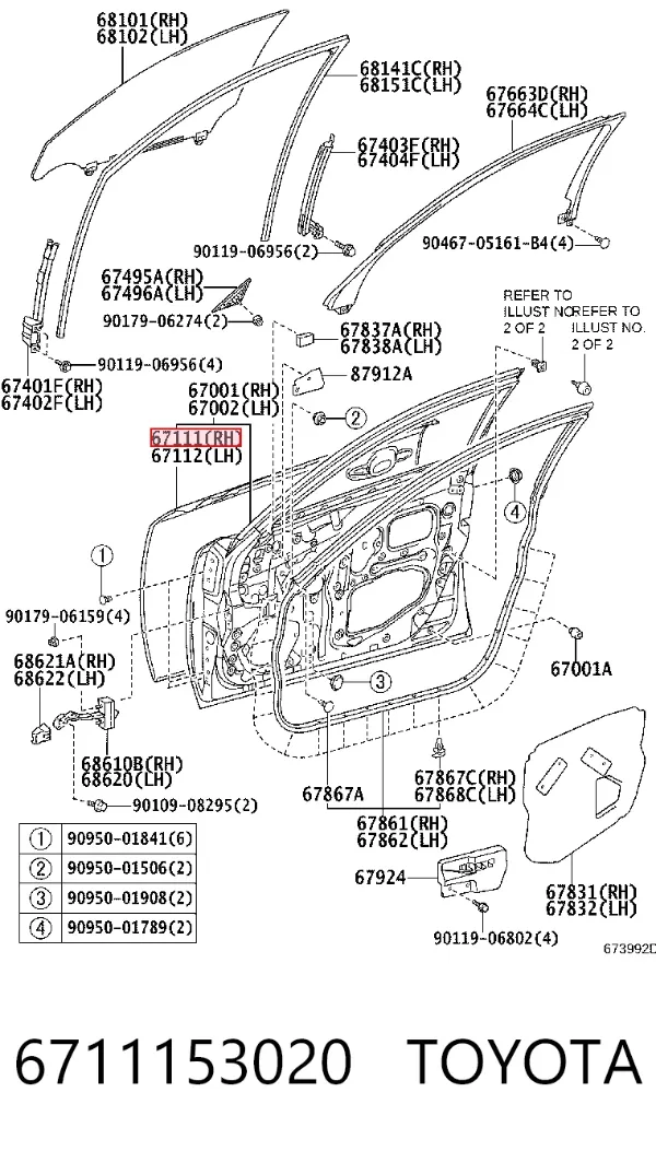 Porta dianteira direita 6711153020 Toyota