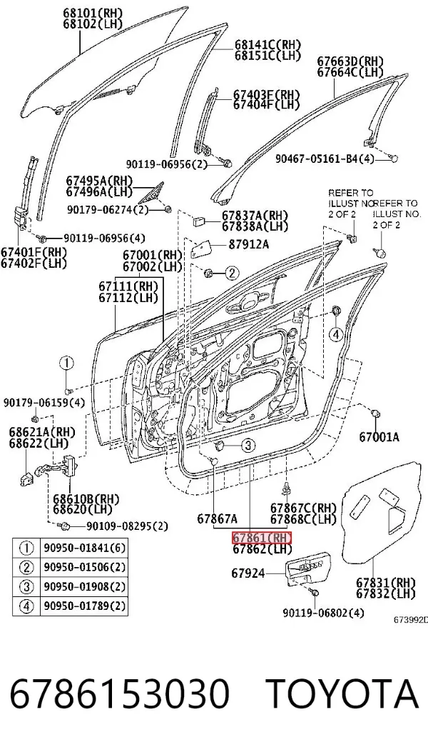 Compactador da porta dianteira direita (na porta) 6786153030 Toyota