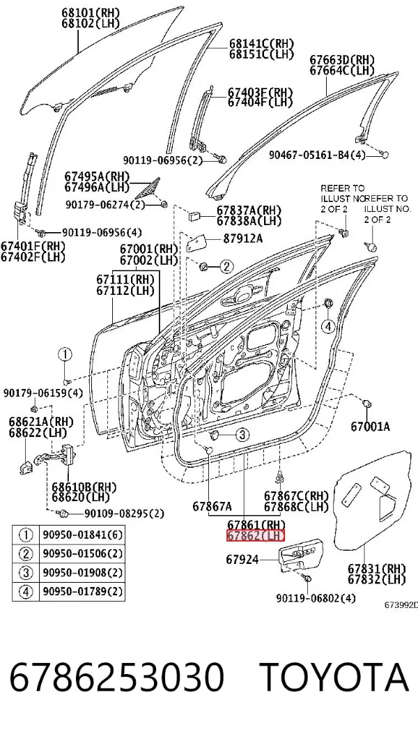 Compactador da porta dianteira esquerda (na porta) 6786253030 Toyota