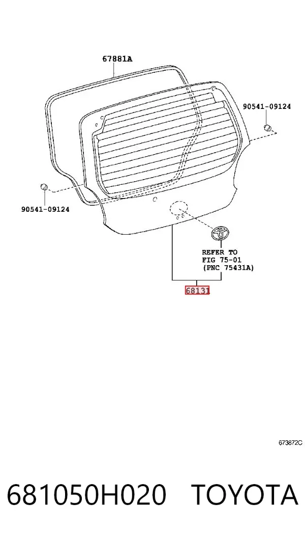 Vidro de porta-malas de 3ª/5ª porta traseira (de tampa de alcapão) 681050H020 Toyota