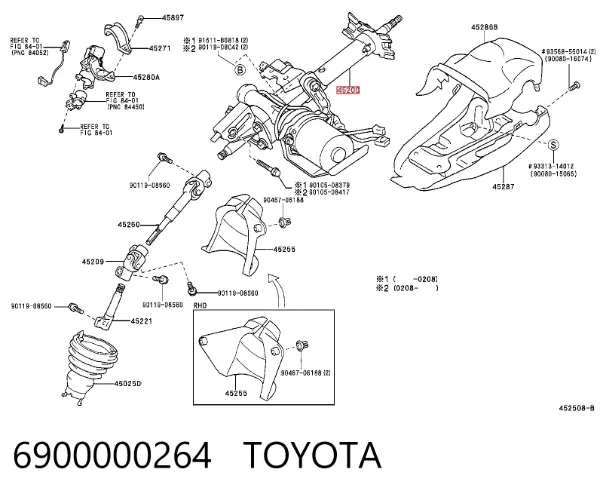 Coluna da direção 6900000264 Toyota