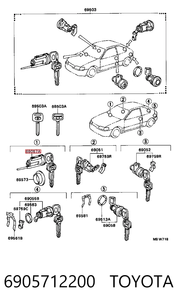Trinco de fecho de ignição Toyota Corolla 