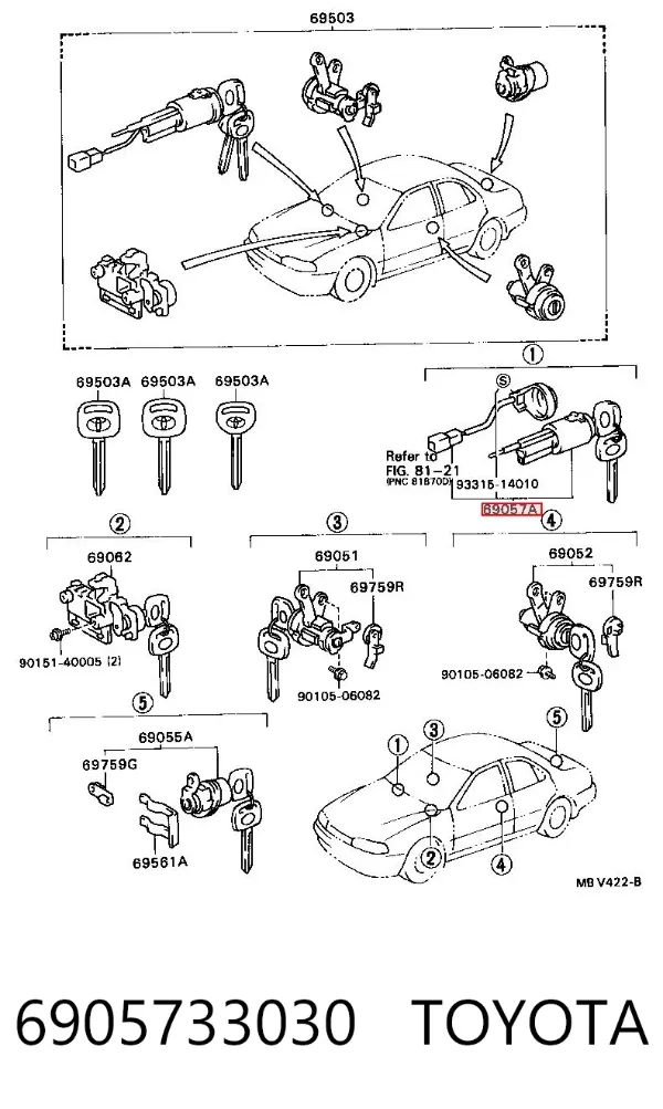 Trinco de fecho de ignição Toyota Camry III