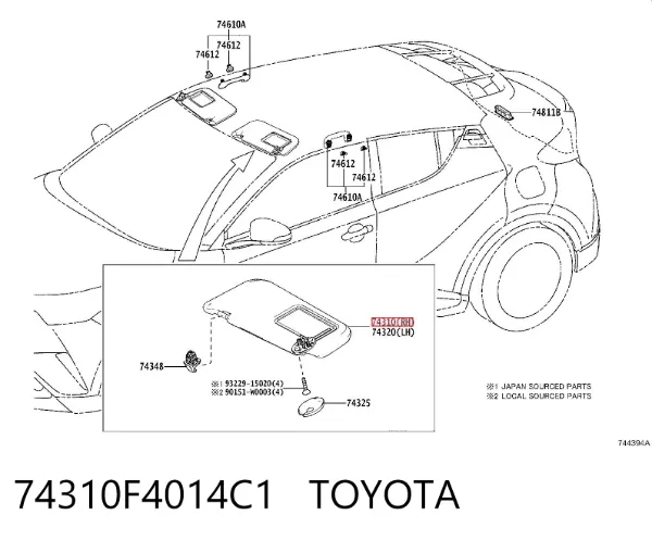 Pala contra o sol 74310F4014C1 Toyota